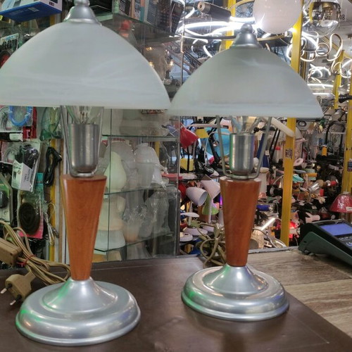 Table lamp set like new, wooden, 2 pieces