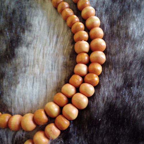 Orange long wooden necklace like new