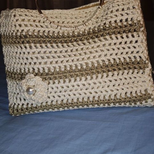 Handmade handbag white and gold