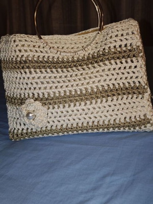 Handmade handbag white and gold