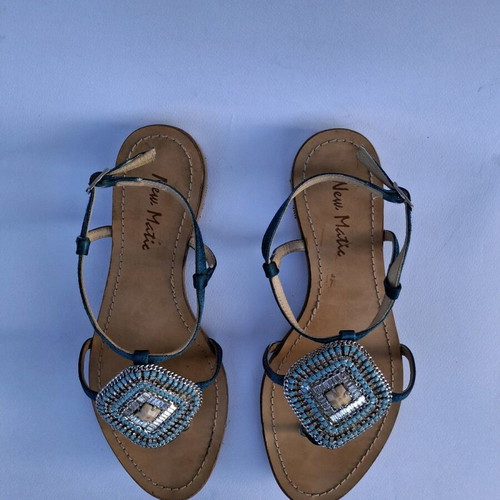 Leather sandals New Matie made in Italy size 37 like new, turquoise