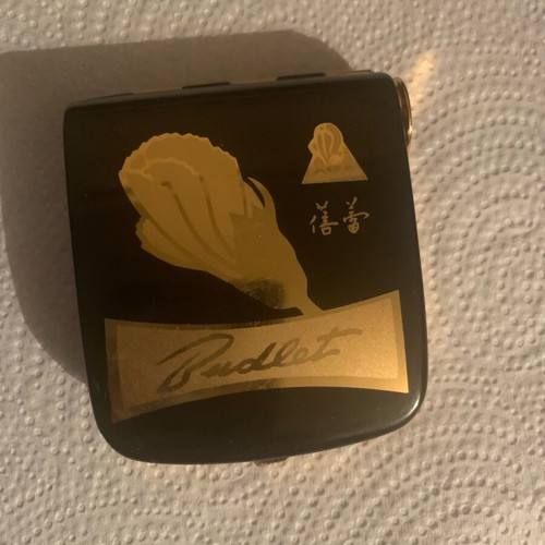 Budlet powder compact vintage used with lipstick holder