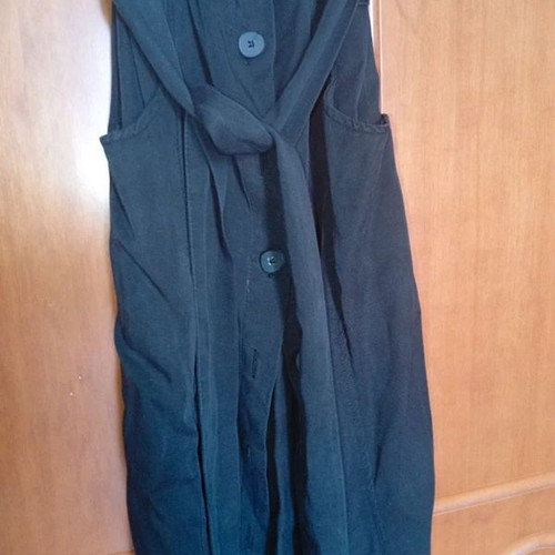 Zara long women's dress like new, black, buttoned, waist tie