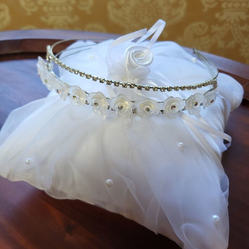 Hairband Flowers Transparent With Strass New 13cm