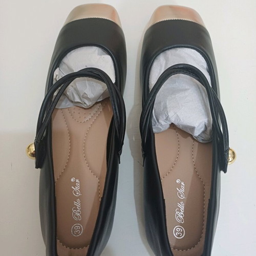 Ballerinas black and gold, new, size 39, large fit