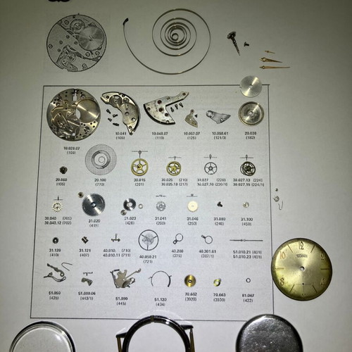 Unitas 6310N mechanism used for parts, Technos dial