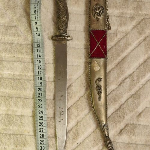 Decorative knife/kama with sheath inspired by Balkan and Caucasian blades like khanjar