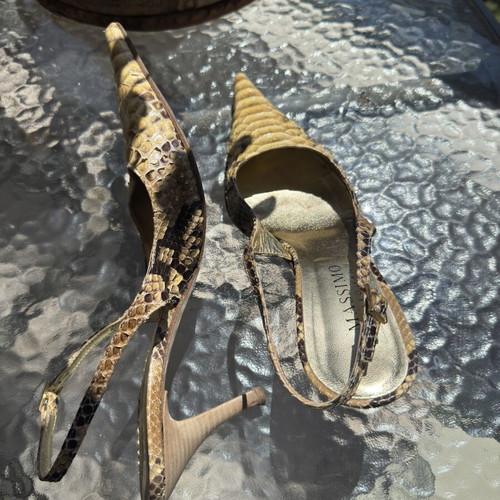 Massimo Vero Cuoio pointed slingback heels size 40 used, elegant gold brown