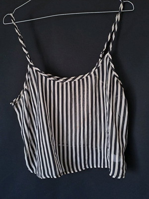 Crop top tank top like new, size L, see-through with stripes