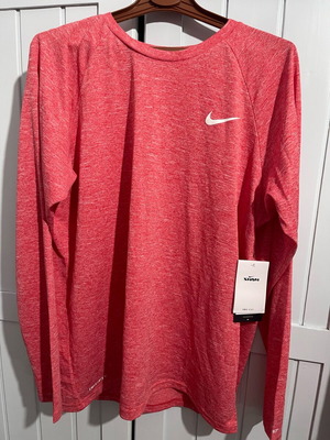 Nike Dri-FIT μακρυμάνικη μπλούζα καινούργια, κόκκινη με λευκό λογότυπο