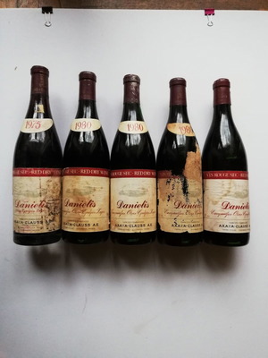 Φιάλες παλαιωμένου οίνου Danielis Vin Rouge Sec, πακέτο 5, 700 ml, 1975-1980
