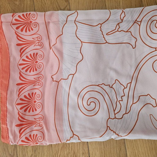 Silk Scarf like new, pink and orange, 2m x 66cm, Acropolis Museum boutique