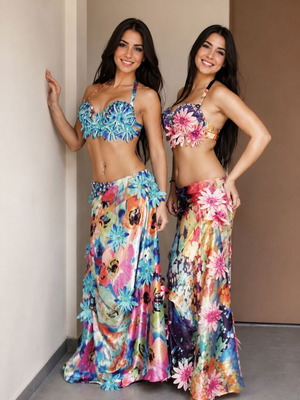 Belly dance costume oriental set like new, multicolor