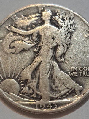 Сребърна монета Half Dollar Walking Liberty 1943 употребявана