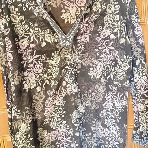 Achilleas Accessories floral transparent tunic used, V-neck, beachwear