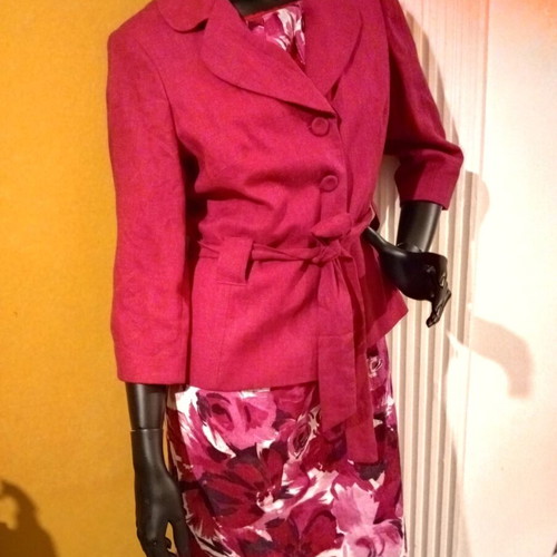 Laura Ashley summer blazer 100% linen new, dark fuchsia with floral lining