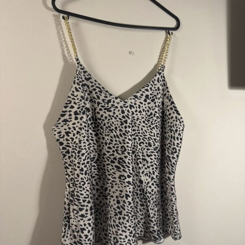 Satin top with chain straps like new