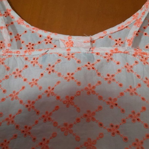Bershka top new white with orange floral designs size M