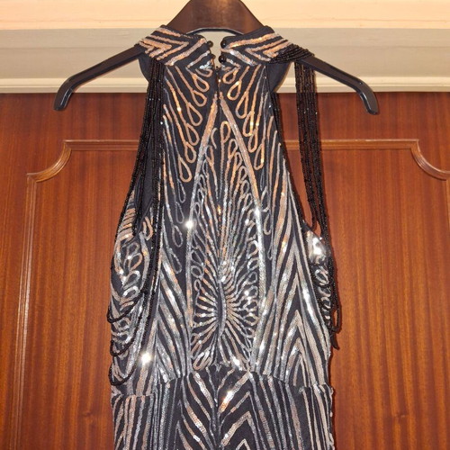 Maxi dress new, size M, black and silver