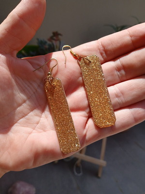 Handmade liquid glass earrings, gold color