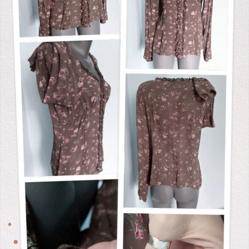 H&M chiffon shirt with floral military print, like new, XL-XXL