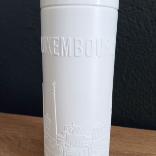 Lux-Airport Luxemburg Airport water bottle like new, white reusable
