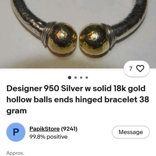 Vintage silver-gold women's bracelet, ancient Greek style
