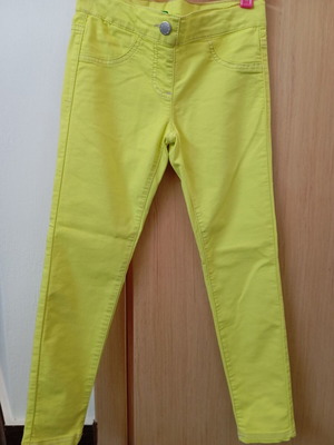 Benetton kids skinny pants like new, 6-7 years, green-yellow