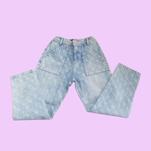 Guess girls' jeans like new with logo and street style design, age 12