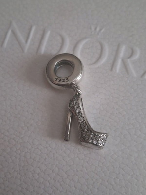 Charm for bracelets high heel with zircon stones like new, silver