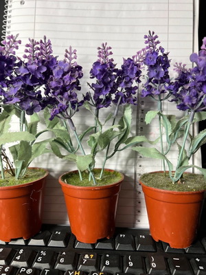 Lavender decorative flowers like new, set of 3 pieces