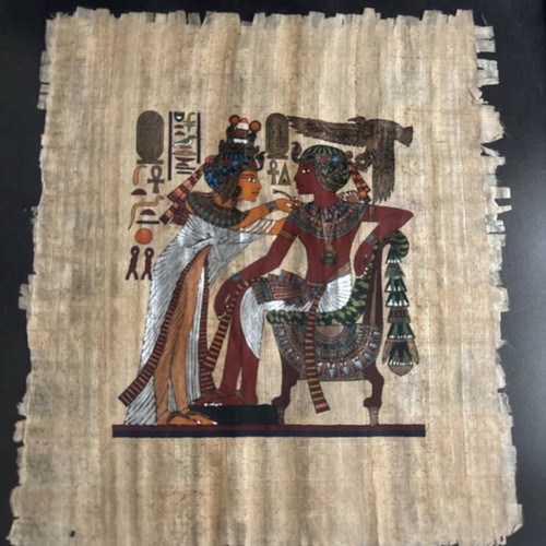 Pharaoh Papyrus like new in frame, classic Egyptian art