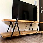  Ξύλινο τραπέζι τηλεόρασης να μεταλλική βάση (160x40x60)(Σε άριστη κατάσταση)