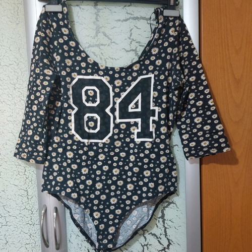 Tailly Weijl bodysuit with 3/4 sleeves used, size L, black