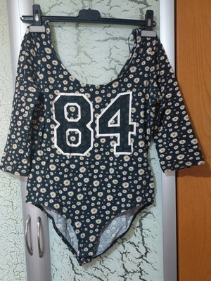 Tailly Weijl bodysuit with 3/4 sleeves used, size L, black