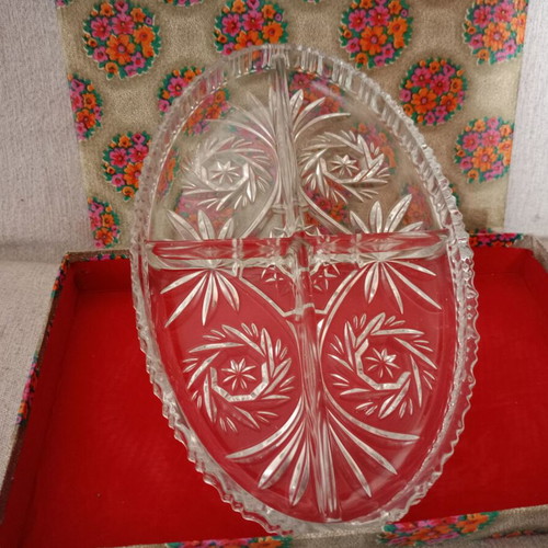 Crystal Serving Tray with Engravings New in Original Box