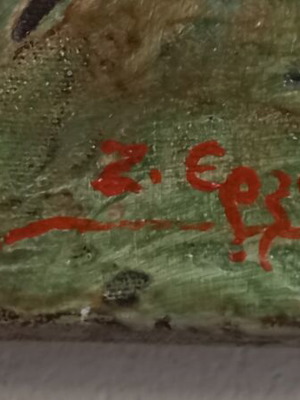Painting tempera on canvas like new, signed 2015 30x50