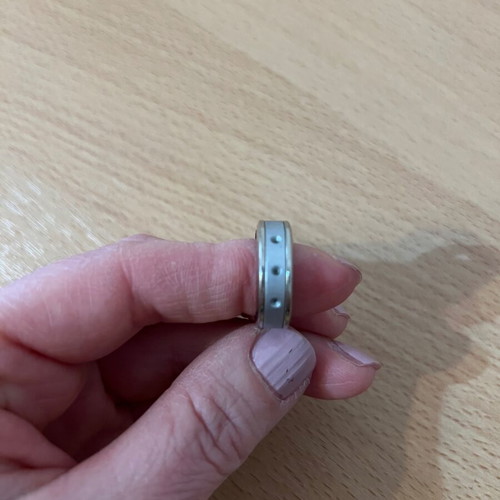 Stainless Steel Ring used with Brushed Center and Dot Detail