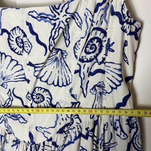H&M summer dress medium white blue print like new