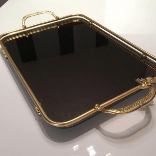 Metal tray with smoked mirror new