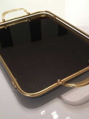 Metal tray with smoked mirror new