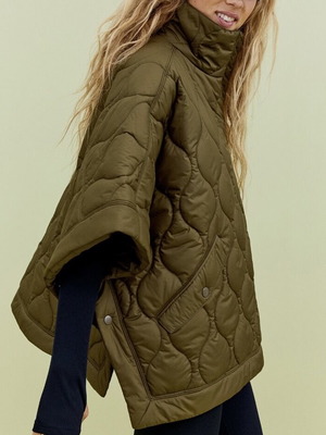 H&M Quilted Waterproof Cape new in dark khaki