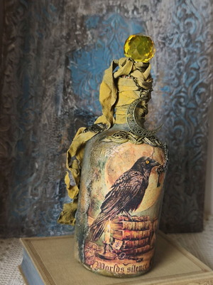 The Alchemist's Study Μπουκάλι Mixed Media Art Κατόπιν παραγγελίας