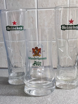 Heineken 330 ml beer glasses like new, set of 3