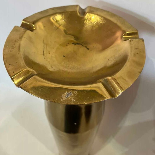 Antique handmade brass floor ashtray from shell with emblem 70x12