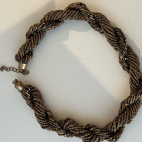 Necklace like new, thick, choker style, black and gold