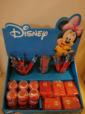 Disney σταντ σχολικά με 36 μολύβια, 18 χαρακάκια, 18 ξύστρες, 18 κουτάκια καινούργιο