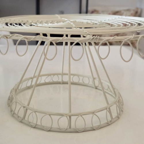 Vintage Metal Footed Wire Cake Stand Cream Ivory