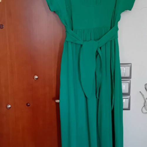 Linen maxi dress emerald green, like new, medium to large