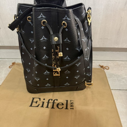 La tour Eiffel crossbody bag large pouch black and blue like new